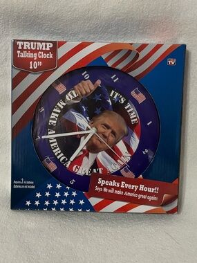 10" Blue Patriotic Talking Wall Clock - Brand: